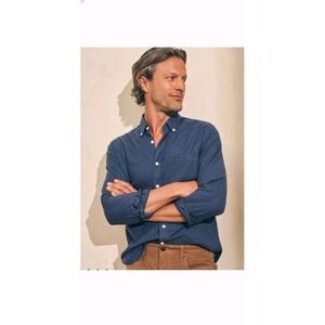 Faherty Men's Stretch Oxford LS 2.0 Button Down Shirt Blue Men's Sz Small